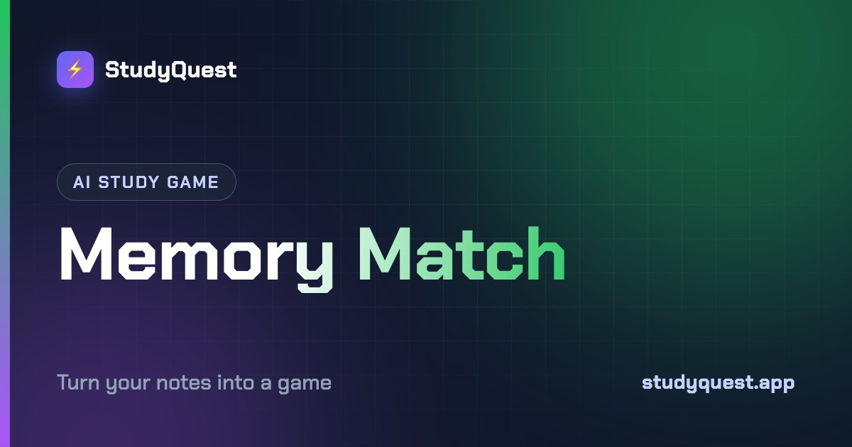 Study Match App Memory Match - AI Study Game | StudyQuest